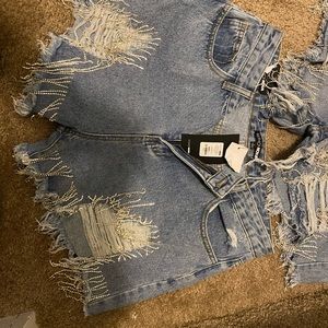 Denim shorts with rhinestones